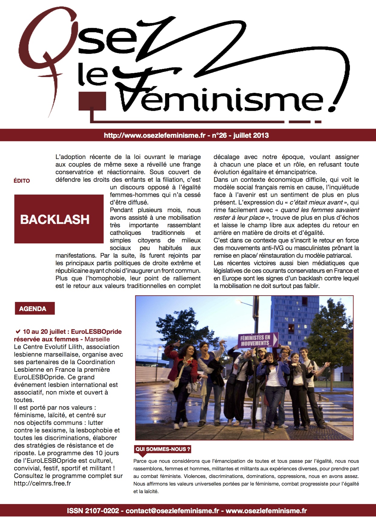 Journal 26 d'Osez le féminisme ! 21 Juillet 2013