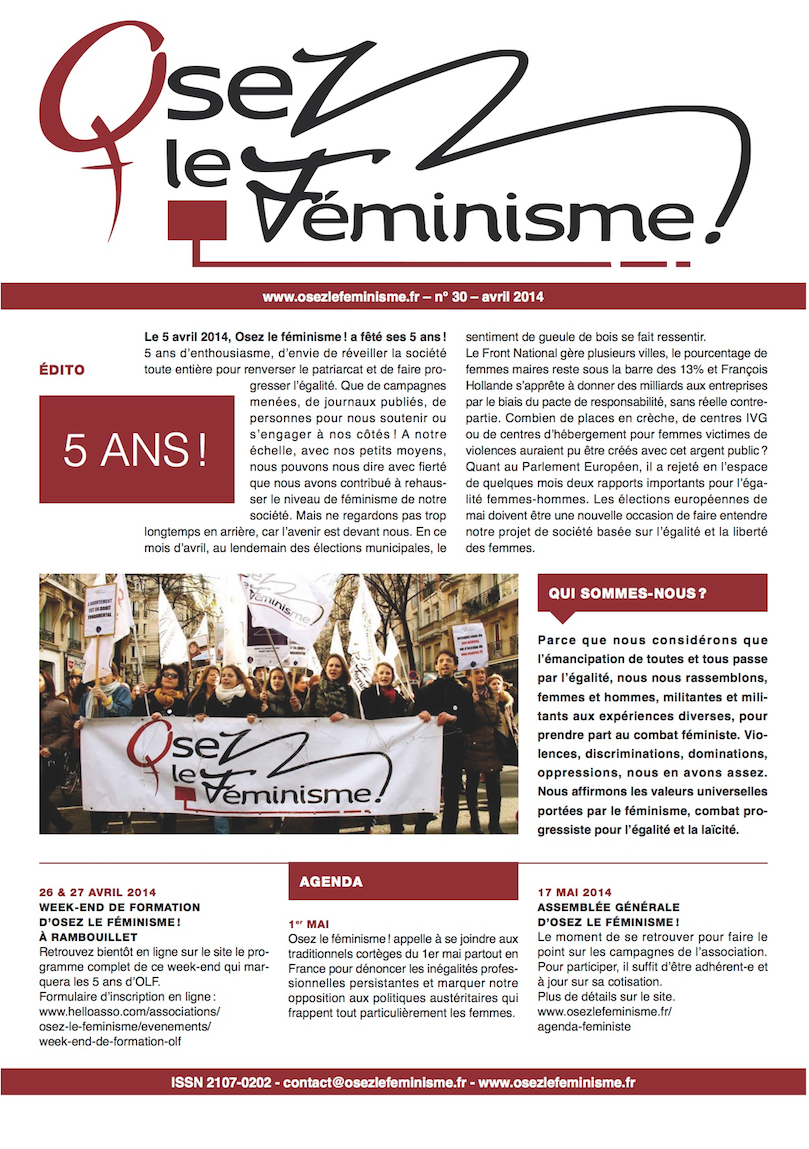 Journal 30 d'Osez le féminisme ! L