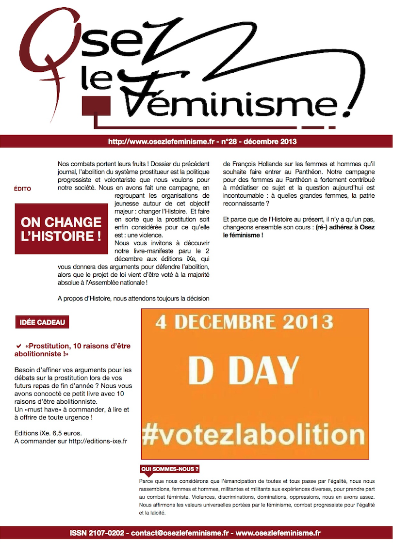 Journal 28 d'Osez le féminisme ! Décembre 2013 L