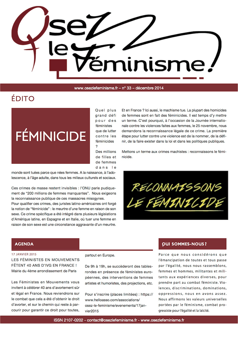 Journal 33 d'Osez le féminisme ! L